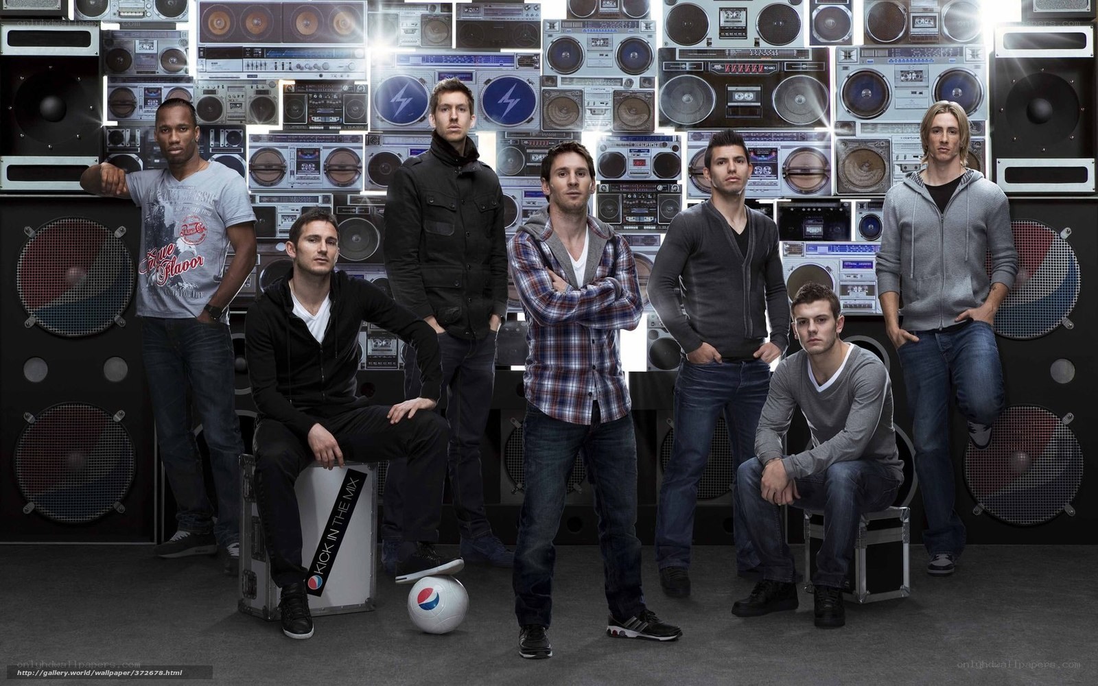 men with boomboxes and soccer ball