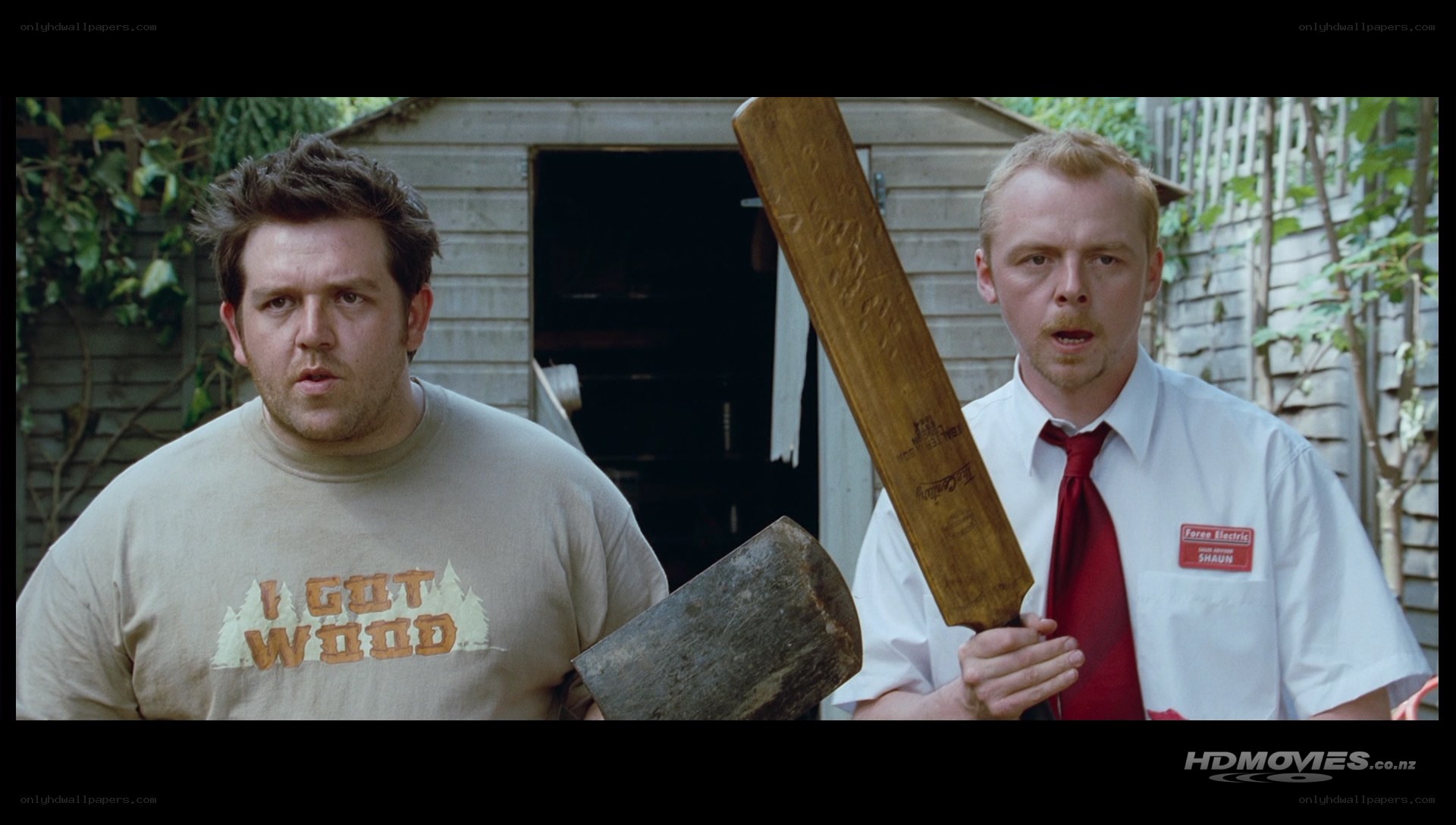 men with cricket bat and axe