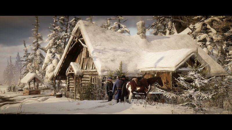 Men with Horse in Snow