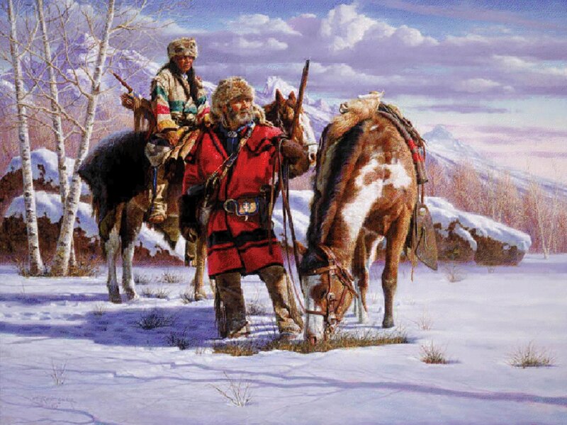 Men with Horses in Snow