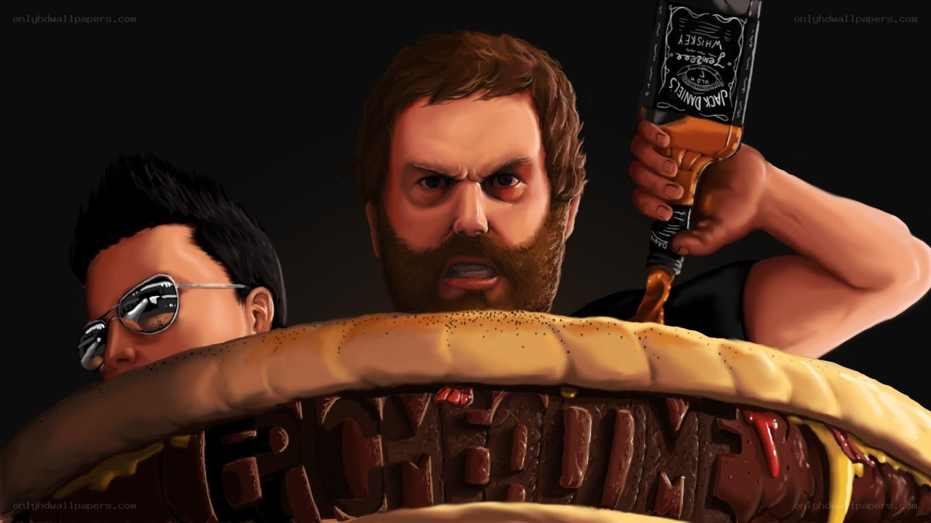 men with hot dog and whiskey