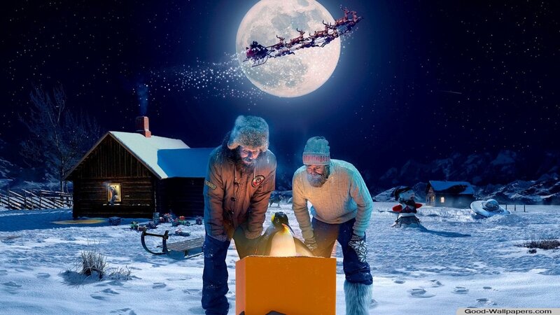 Men with Penguin in Snow