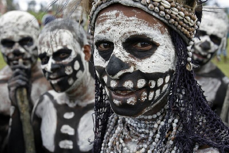 Men with Skull Face Paint