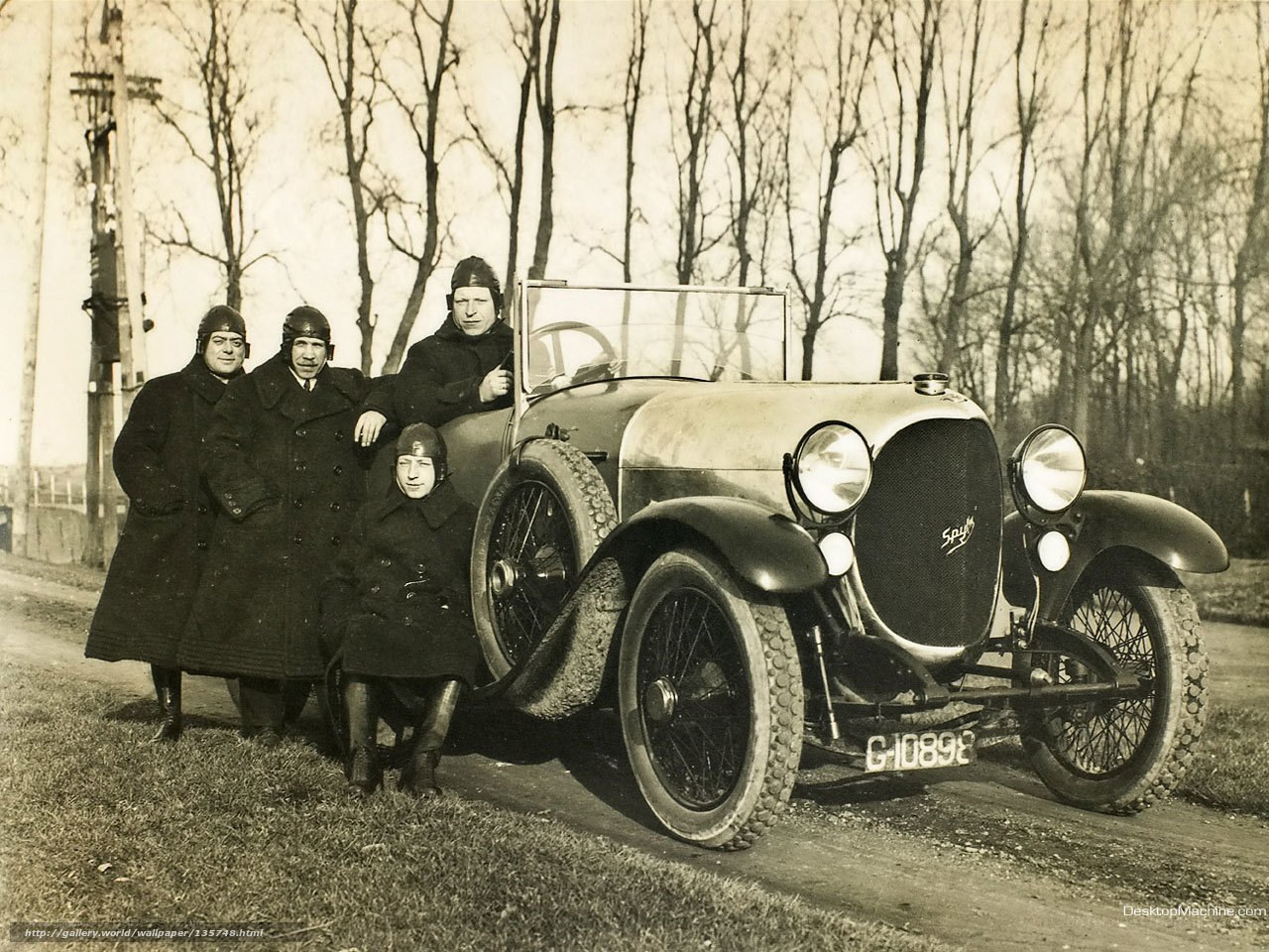 Men with vintage car