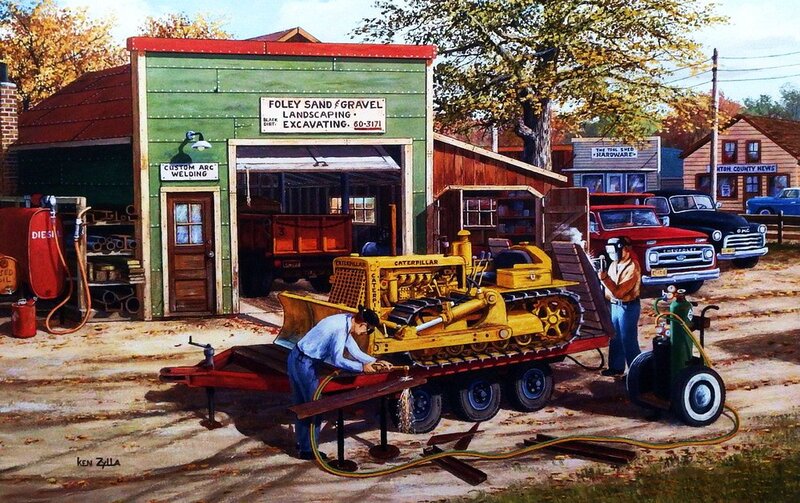 Men Working on Bulldozer