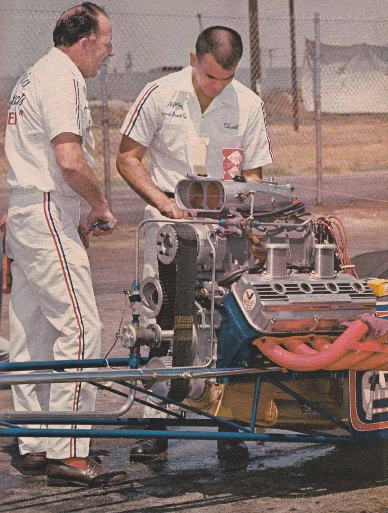 Men working on race car engine