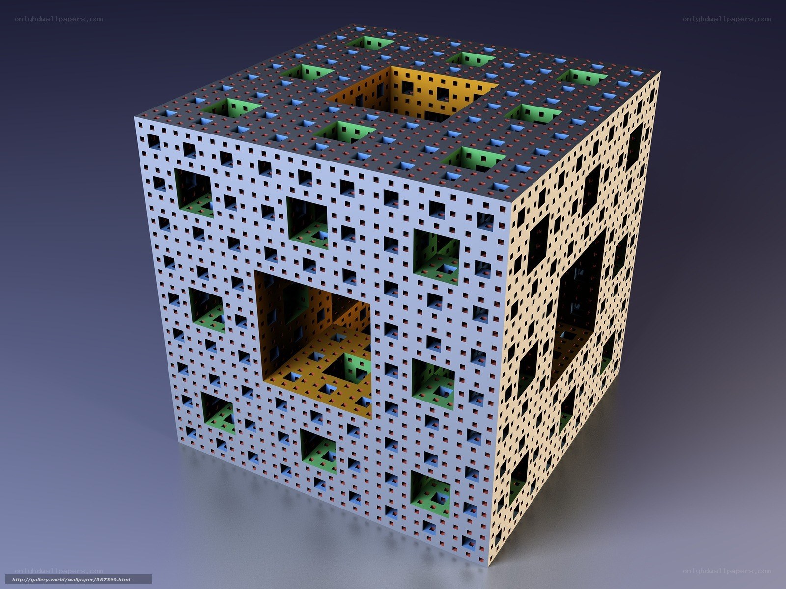 Menger sponge fractal cube