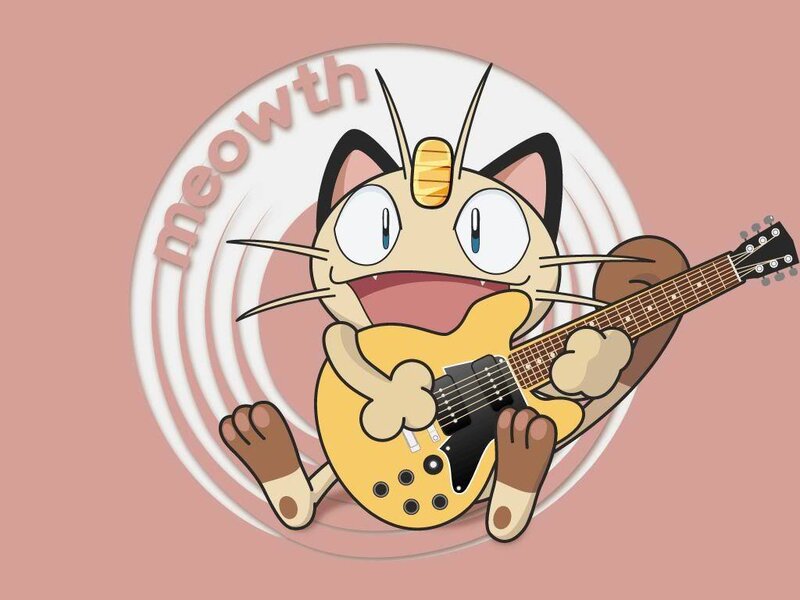 Meowth playing guitar