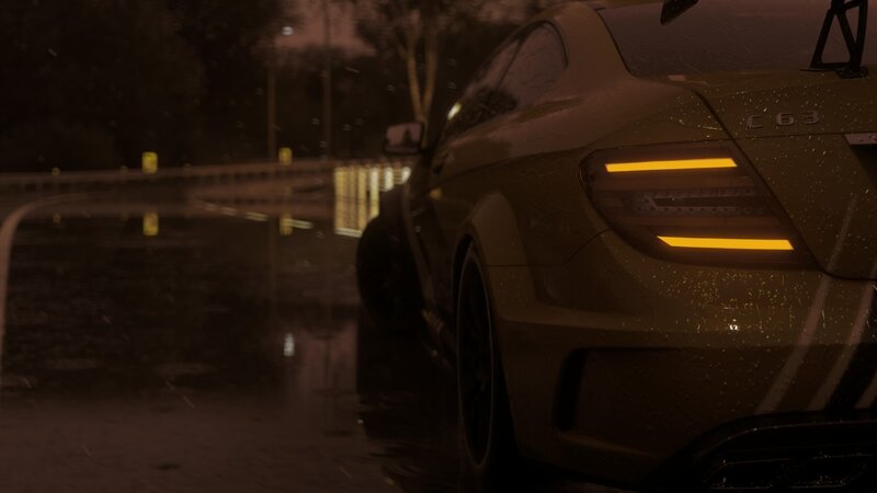 Mercedes-AMG C63 on Wet Road