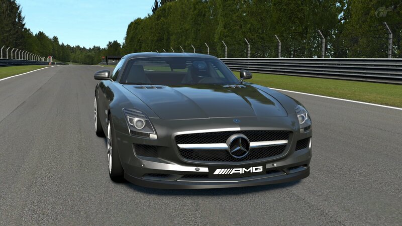 Mercedes-AMG SLS on a racetrack