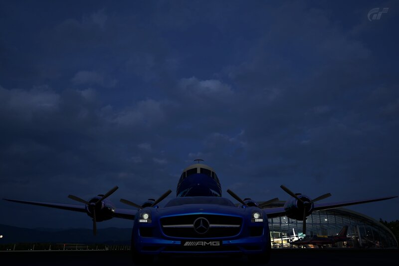 Mercedes-AMG with airplane
