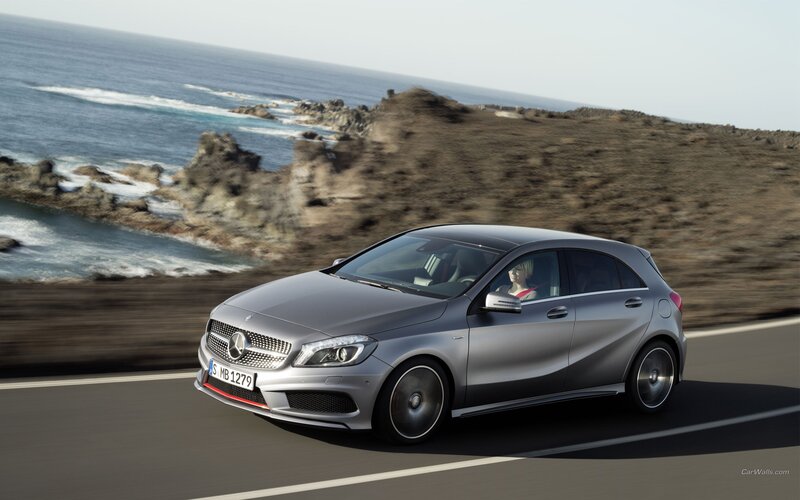 Mercedes-Benz A-Class driving on coastal road