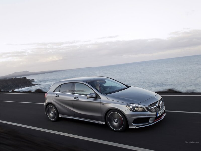 Mercedes-Benz A-Class driving on coastal road