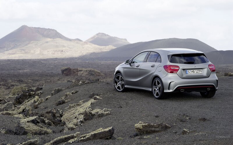 Mercedes-Benz A-Class in volcanic landscape