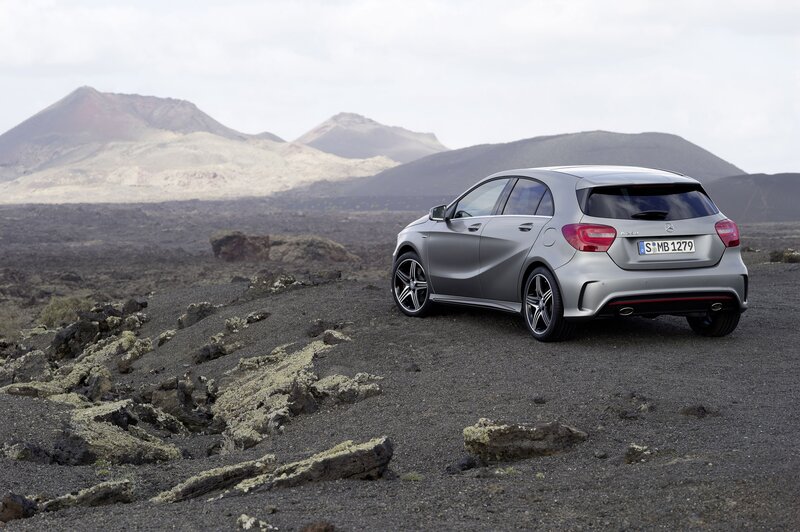 Mercedes-Benz A-Class in volcanic landscape