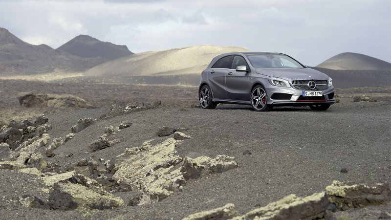 Mercedes-Benz A45 AMG in volcanic landscape