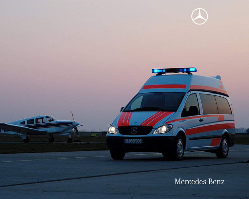 Mercedes-Benz ambulance at airfield