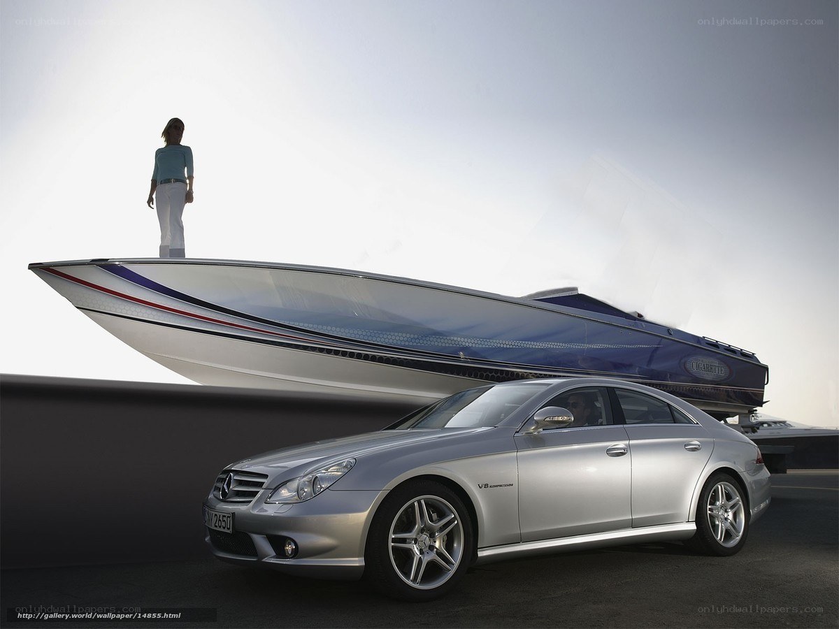 Mercedes-Benz and speedboat