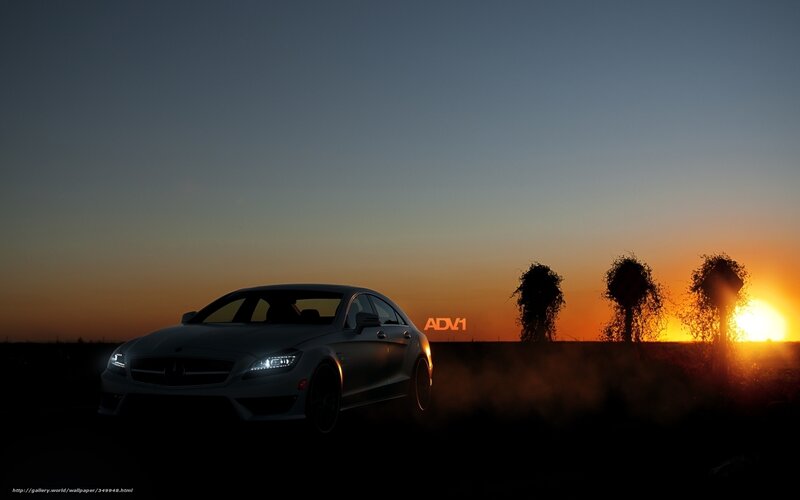 Mercedes-Benz at sunset