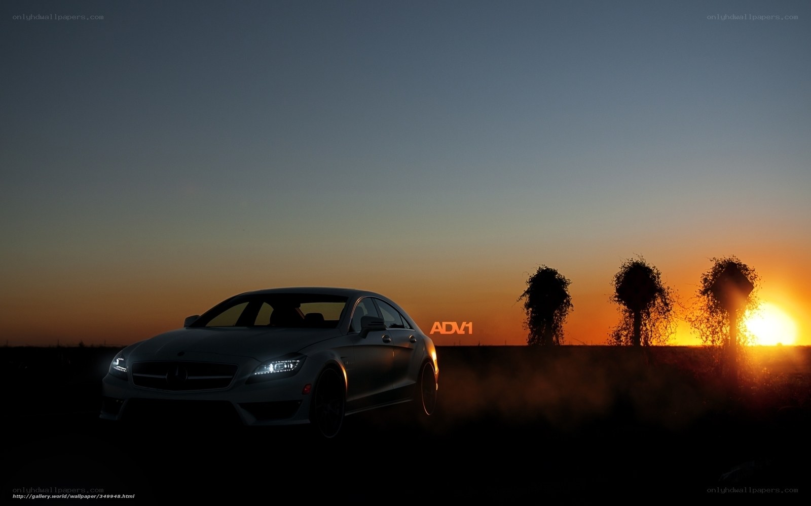 Mercedes-Benz at sunset