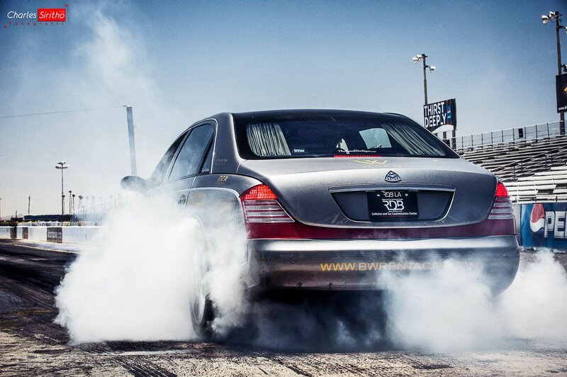 Mercedes-Benz burnout at racetrack