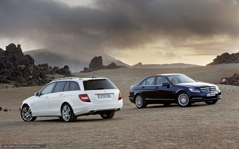 Mercedes-Benz C-Class cars in desert