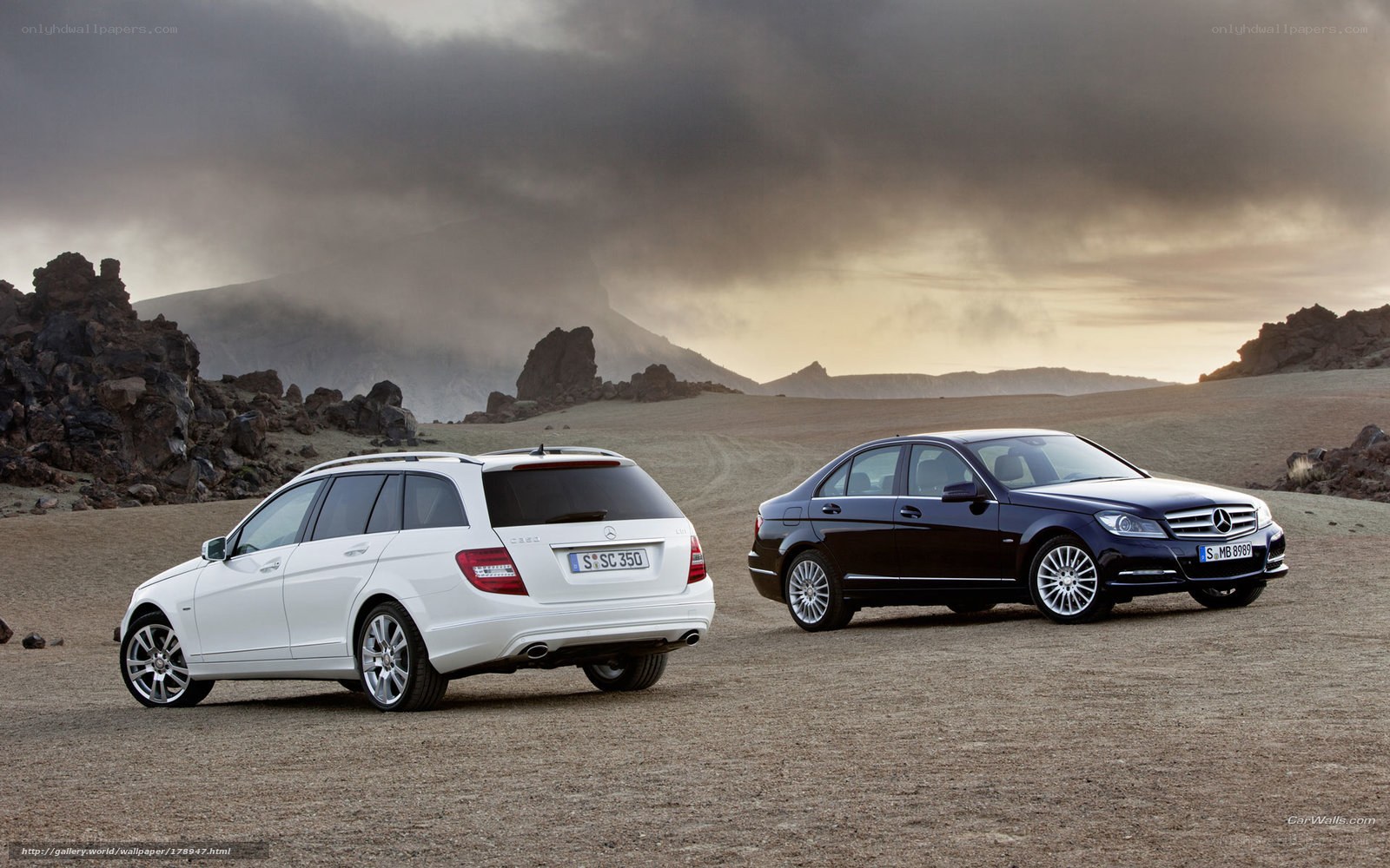 Mercedes-Benz C-Class cars in desert