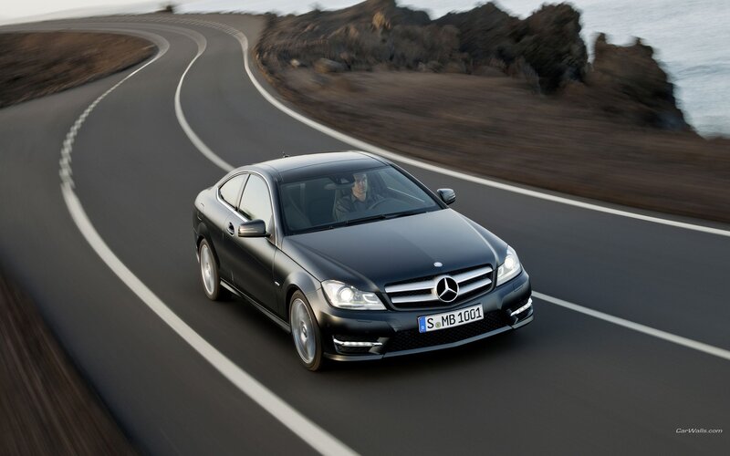 Mercedes-Benz C-Class Coupe on coastal road