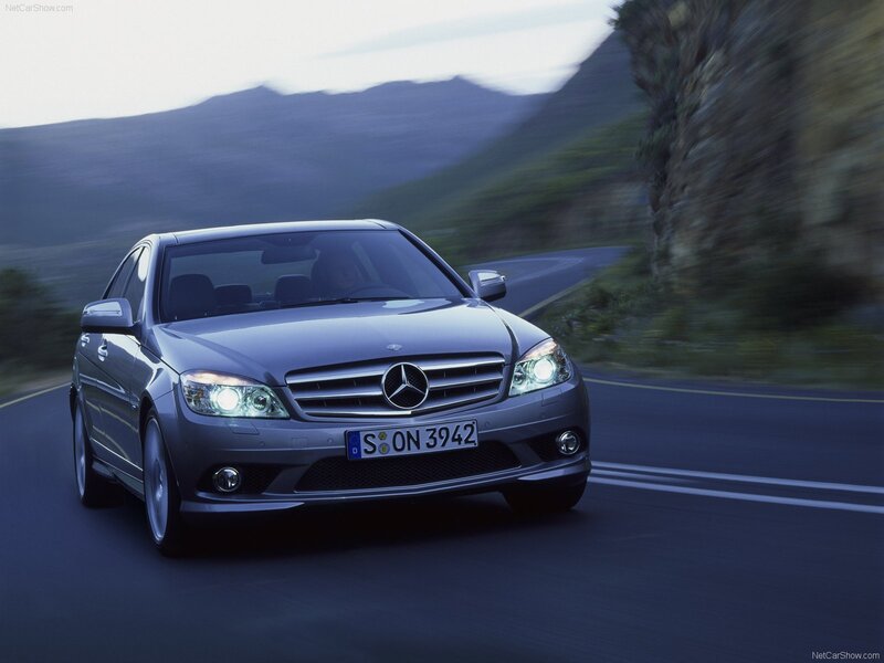 Mercedes-Benz C-Class driving on mountain road