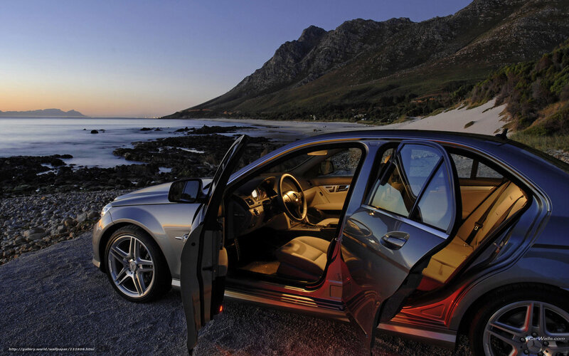Mercedes-Benz C-Class on a coastal road