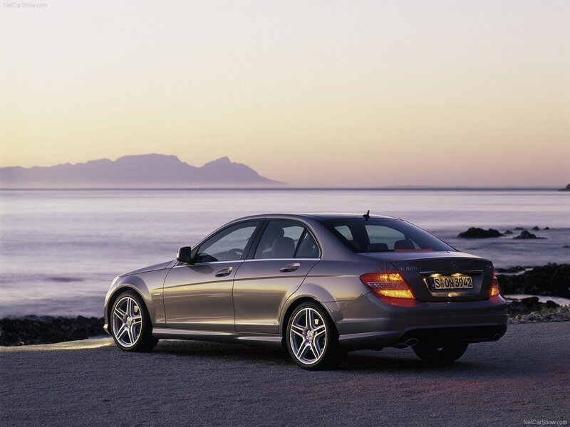 Mercedes-Benz C-Class sedan by the sea