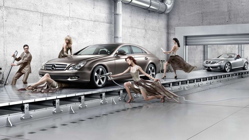 Mercedes-Benz Car on Assembly Line