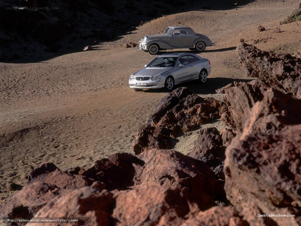 Mercedes-Benz cars in desert