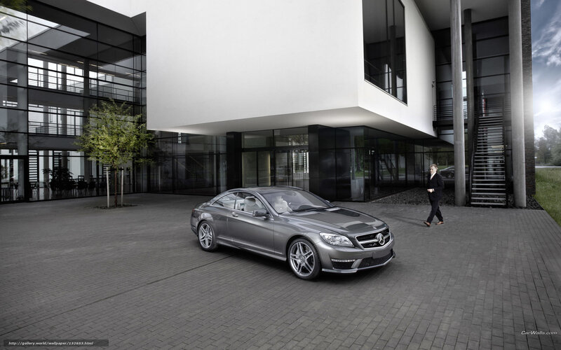 Mercedes-Benz CL63 AMG in front of modern building