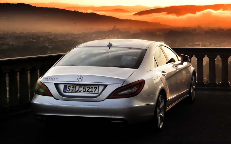 Mercedes-Benz CLS at sunset