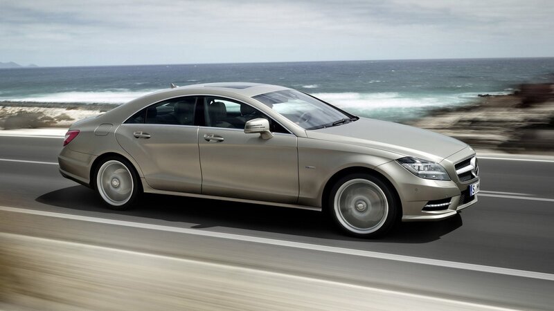 Mercedes-Benz CLS driving on coastal road