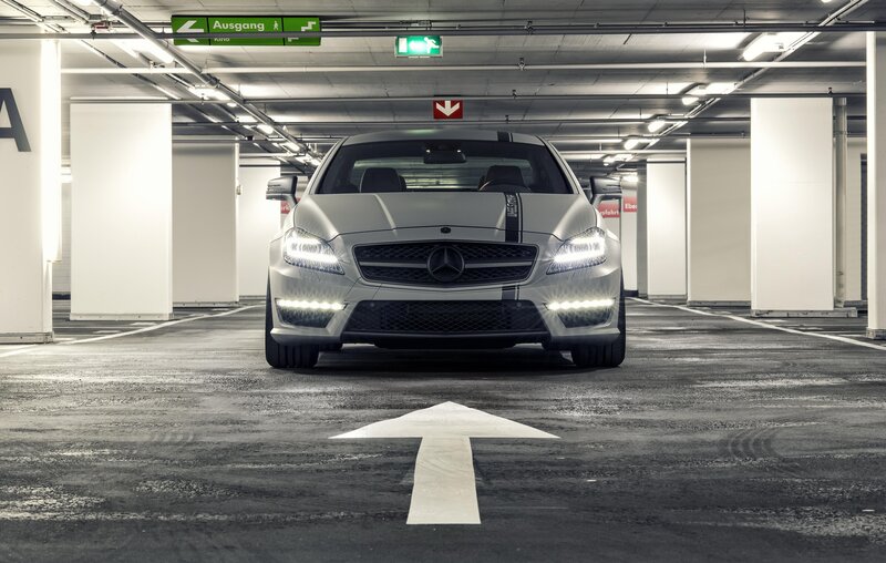 Mercedes-Benz CLS in parking garage