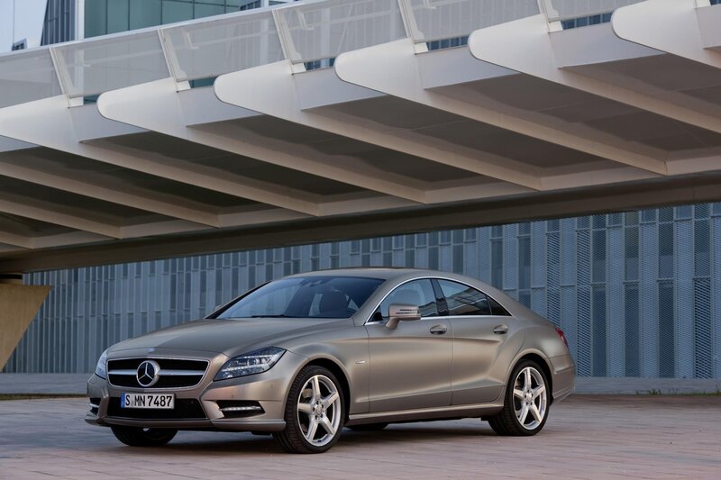 Mercedes-Benz CLS parked under a bridge