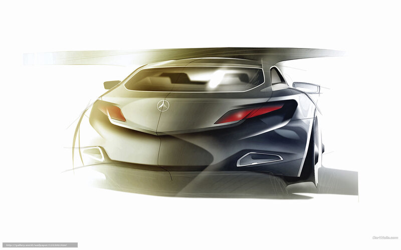 Mercedes-Benz Concept Car — Silver, Dramatic, Illustration