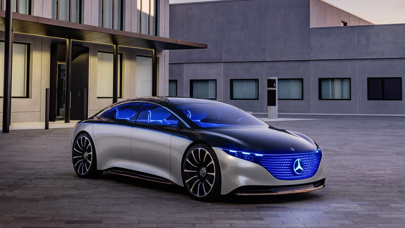 Mercedes-Benz Concept Car — Silver, Dramatic, Sunset