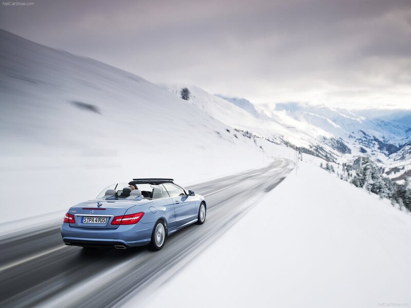 Mercedes-Benz E-Class Cabriolet on snowy road