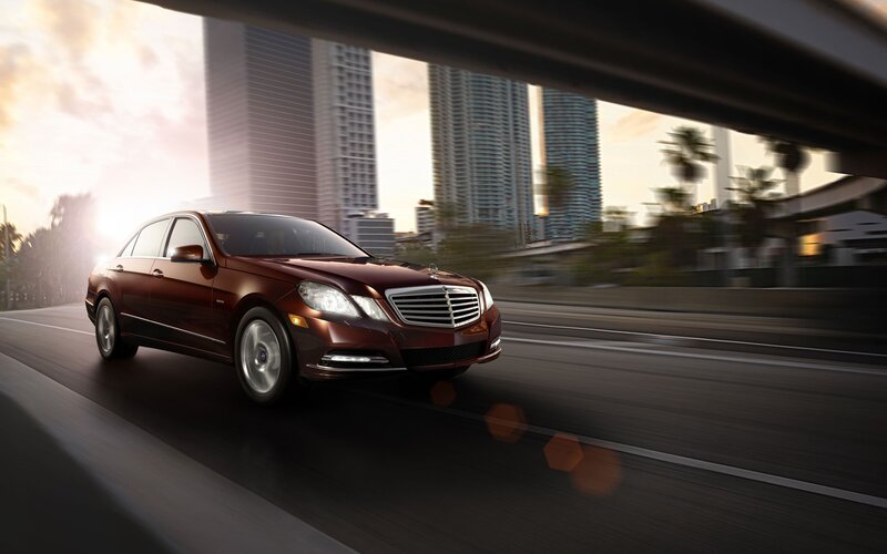 Mercedes-Benz E-Class on city highway