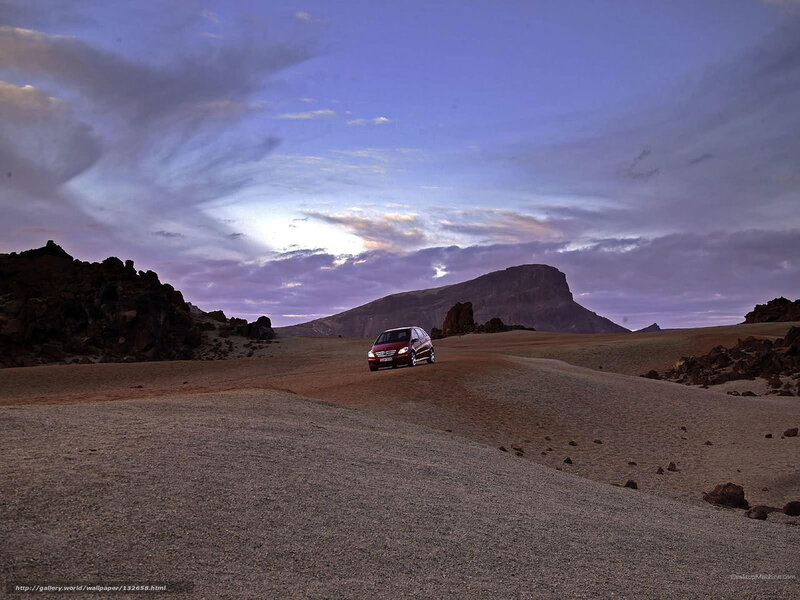 Mercedes-Benz in desert landscape