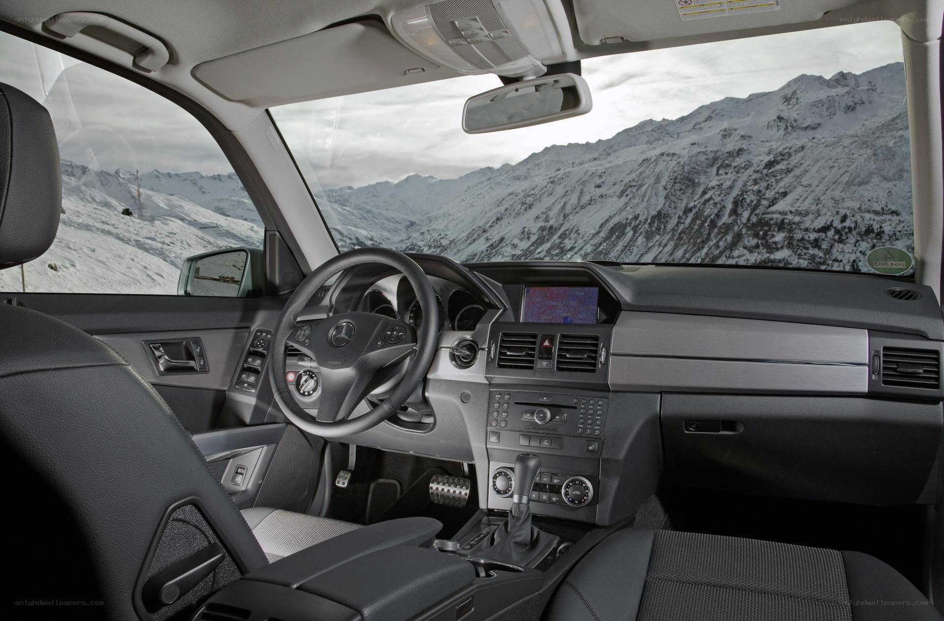 Mercedes-Benz interior with mountain view