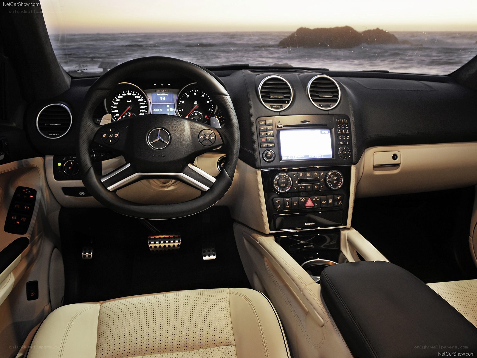 Mercedes-Benz interior with ocean view