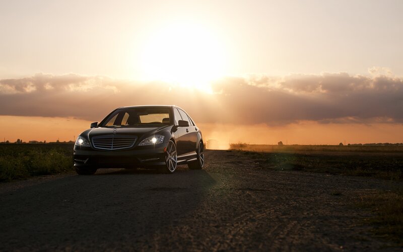 Mercedes-Benz on a country road