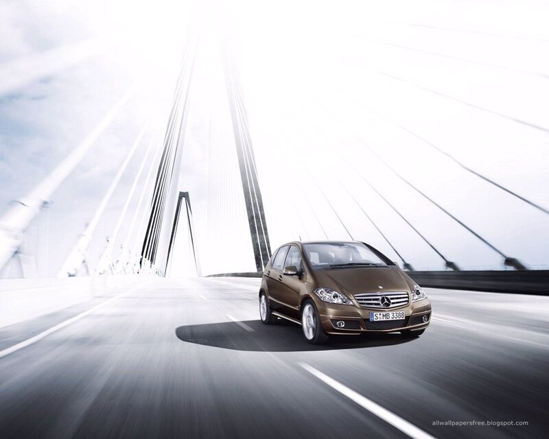 Mercedes-Benz on a modern bridge