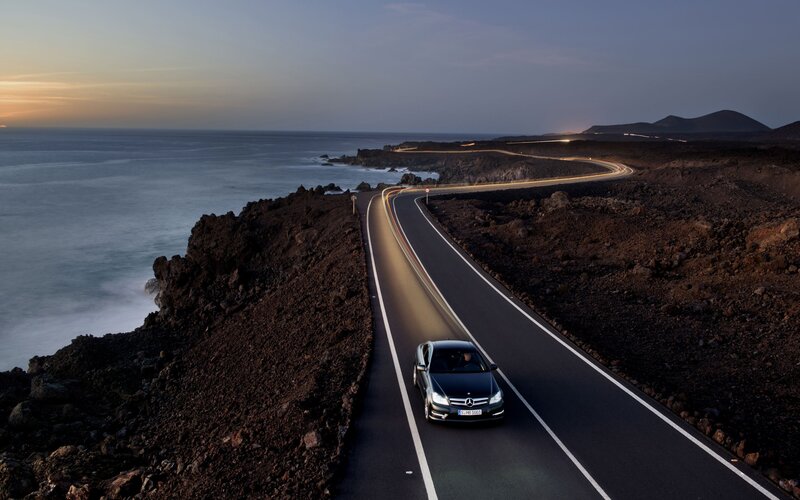 Mercedes-Benz on coastal road
