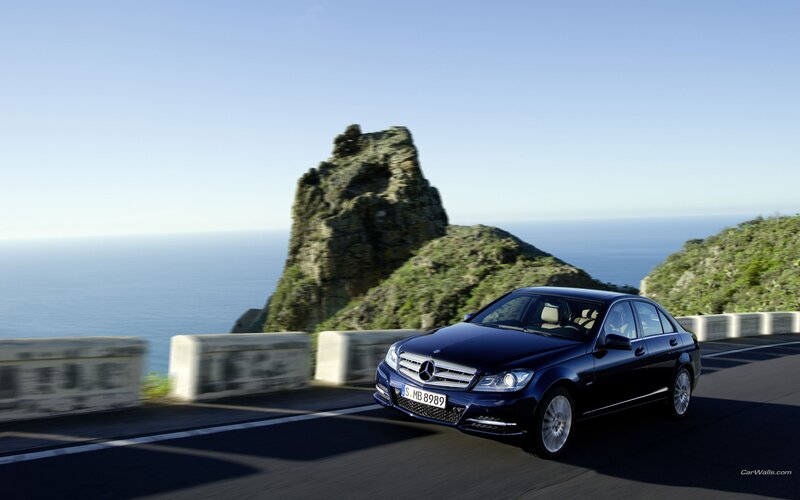 Mercedes-Benz on coastal road