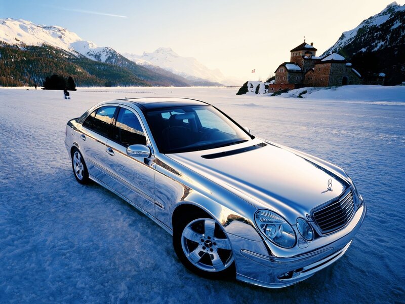 Mercedes-Benz on frozen lake